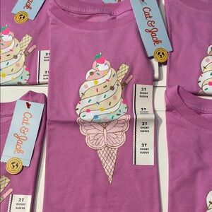Cat & Jack Purple Ice Cream Cone Tee 2T NWT